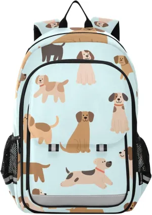 ALAZA Dogs in Different Poses Pattern School Backpacks for Girls Boys Kids Middle High Schoolbag Lightweight Bookbag Large Capacity Multiple Pockets Laptop Backpack for Women Men