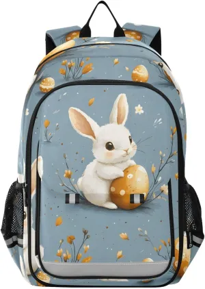 ALAZA Easter Bunny Rabbit Egg Blue Laptop Backpack Purse for Women Men School Bag 17 Inch Bookbag Student Boys Girls Travel Casual Daypack