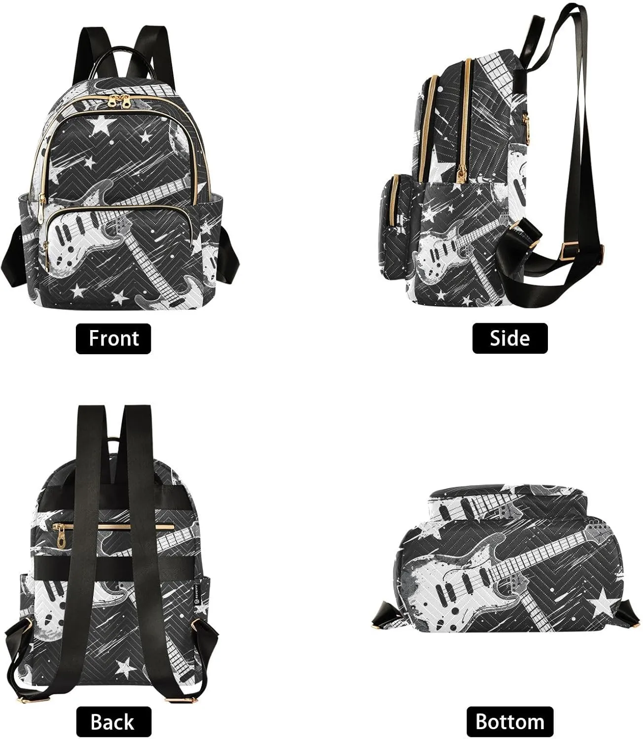 ALAZA Electric Guitar Rock N Roll Mini Backpack Purse for Women Travel Bag Lightweight Shoulder Bag Fashion Daypack