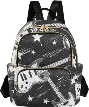 ALAZA Electric Guitar Rock N Roll Mini Backpack Purse for Women Travel Bag Lightweight Shoulder Bag Fashion Daypack