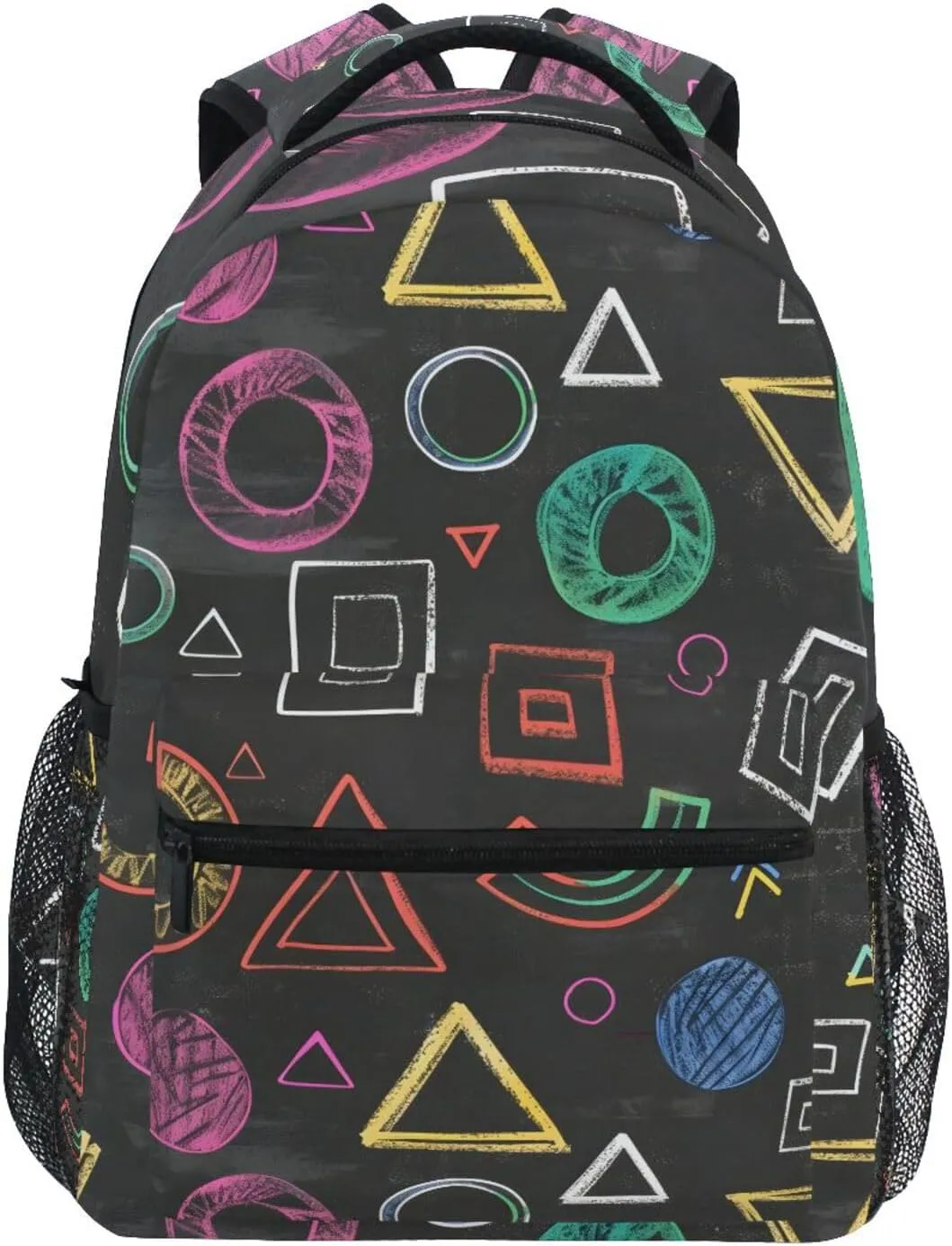 ALAZA Eometrically Garbage Colored Chalk Black Backpacks for Girls Boys School Backpack Kids Bookbag 3rd 4th 5th Grade Elementary Students Daypacks Travel Laptop Shoulder Bag