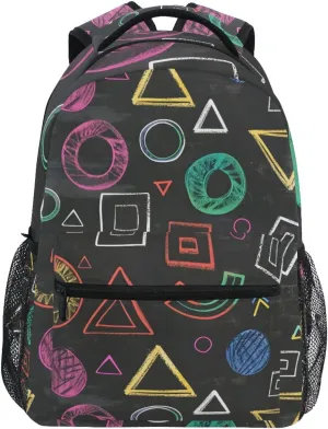 ALAZA Eometrically Garbage Colored Chalk Black Backpacks for Girls Boys School Backpack Kids Bookbag 3rd 4th 5th Grade Elementary Students Daypacks Travel Laptop Shoulder Bag
