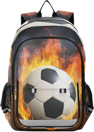 ALAZA Football Ignites Fire School Backpacks for Girls Boys Kids Middle High Schoolbag Lightweight Bookbag Large Capacity Multiple Pockets Laptop Backpack for Women Men