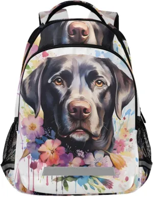 ALAZA Funny Dog Flower Backpack Girls Kids Backpacks Boys School Bookbag 3rd 4th 5th Grade Casual Daypack Laptop Shoulder Bag with Chest Strap
