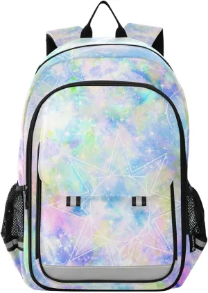 ALAZA Holographic Tie-dye Galaxy Laptop Backpack Purse for Women Men School Bag 17 Inch Bookbag Student Boys Girls Travel Casual Daypack