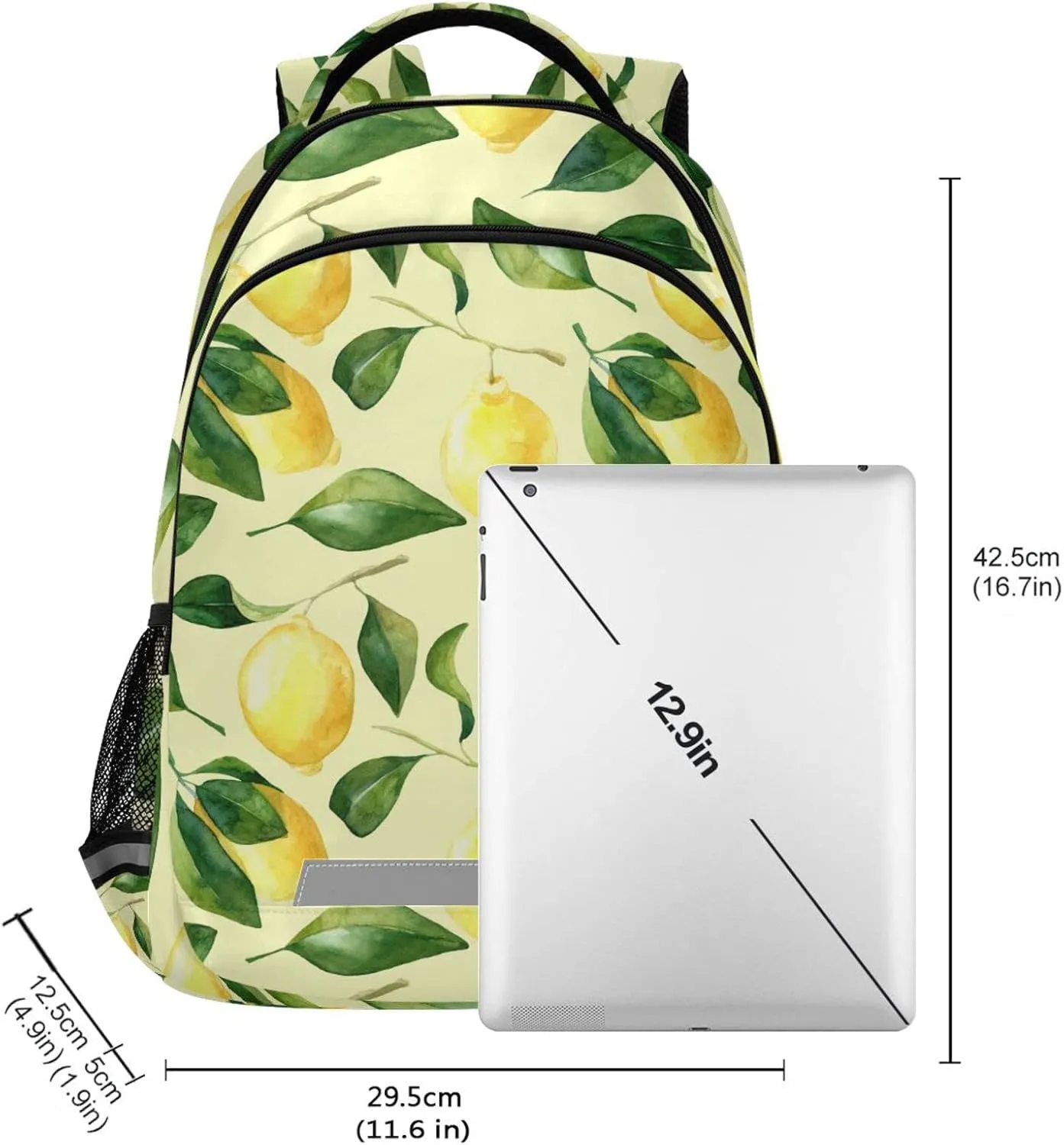 ALAZA Lemon Backpack for Girls Boys Elementary School Bag Yellow Limon Kids Bookbag Personalized Laptop Travel Daypack Students Rucksack