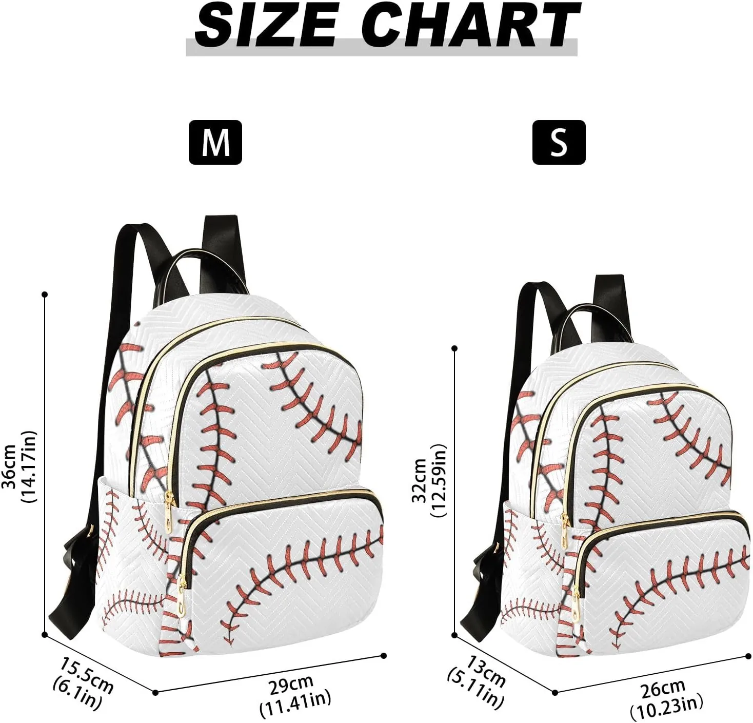 ALAZA Mini Backpack Purse for Women Lightweight Girls Small Size Baseball White School Teens College Traveling
