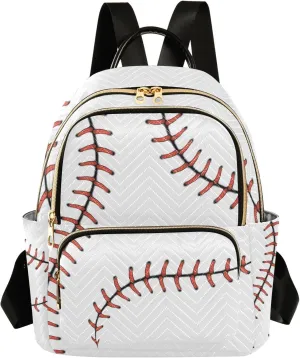ALAZA Mini Backpack Purse for Women Lightweight Girls Small Size Baseball White School Teens College Traveling