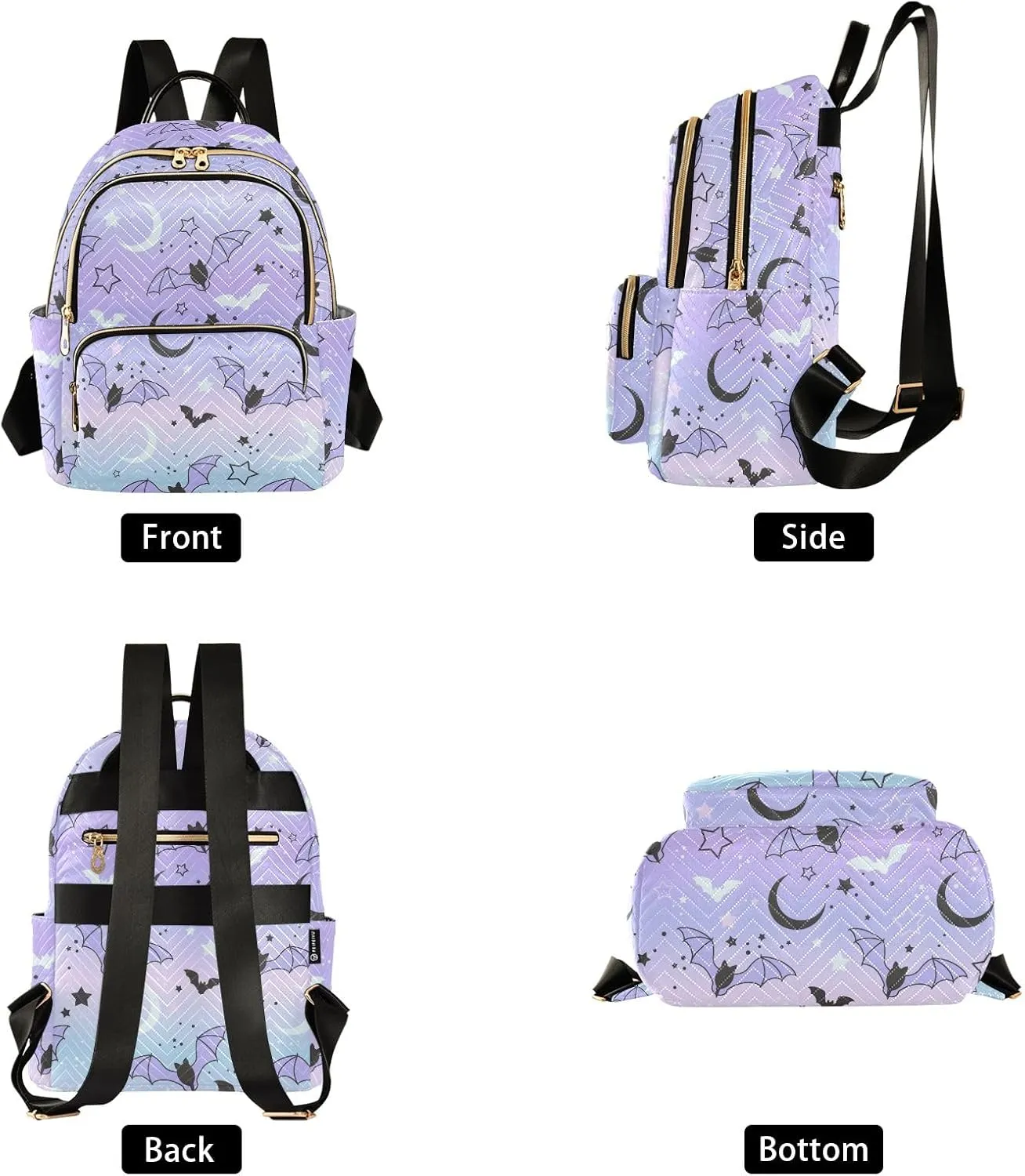 ALAZA Mini Backpack Purse for Women Lightweight Girls Small Size Bat Starry Sky School Teens College Traveling