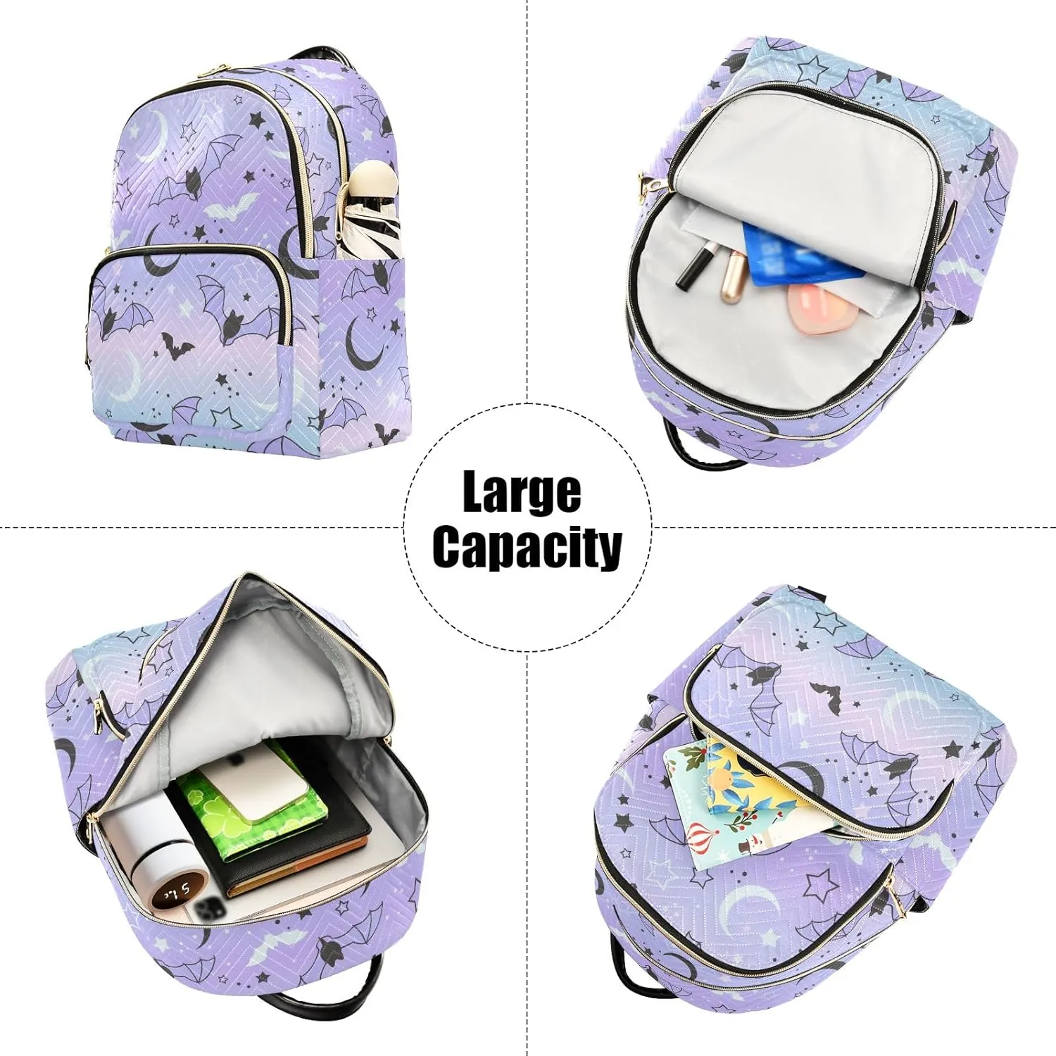 ALAZA Mini Backpack Purse for Women Lightweight Girls Small Size Bat Starry Sky School Teens College Traveling