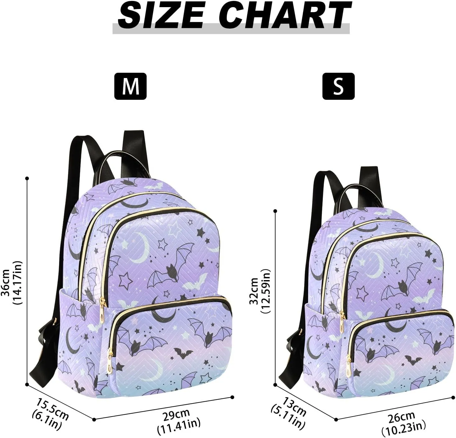 ALAZA Mini Backpack Purse for Women Lightweight Girls Small Size Bat Starry Sky School Teens College Traveling