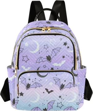 ALAZA Mini Backpack Purse for Women Lightweight Girls Small Size Bat Starry Sky School Teens College Traveling