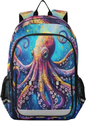 ALAZA Octo Tentacles Blue Ocean Octopus Laptop Backpack Purse for Women Men School Bag 17 Inch Bookbag Student Boys Girls Travel Casual Daypack