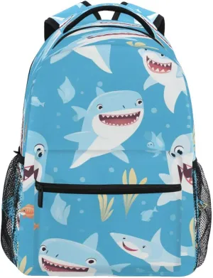 ALAZA Shark Coral Reef Fish Blue Backpack Daypack College School Travel Shoulder Bag