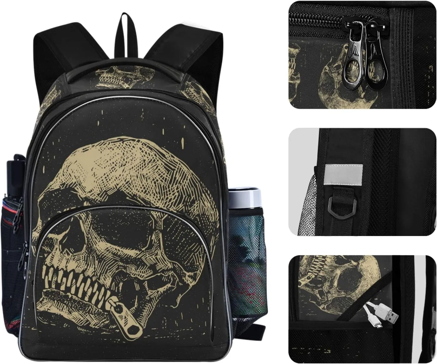 ALAZA Skull in Vintage Style Backpack Daypack Laptop Work Travel College Bag for Men Women Fits 15.6 Inch Laptop