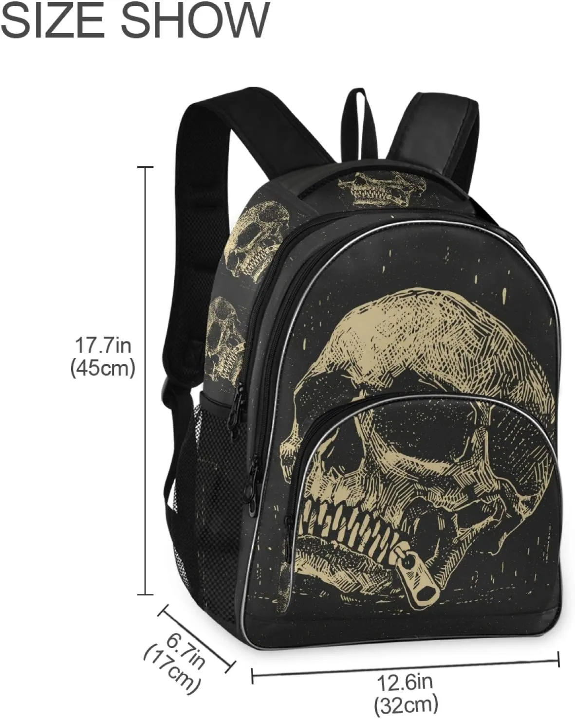 ALAZA Skull in Vintage Style Backpack Daypack Laptop Work Travel College Bag for Men Women Fits 15.6 Inch Laptop