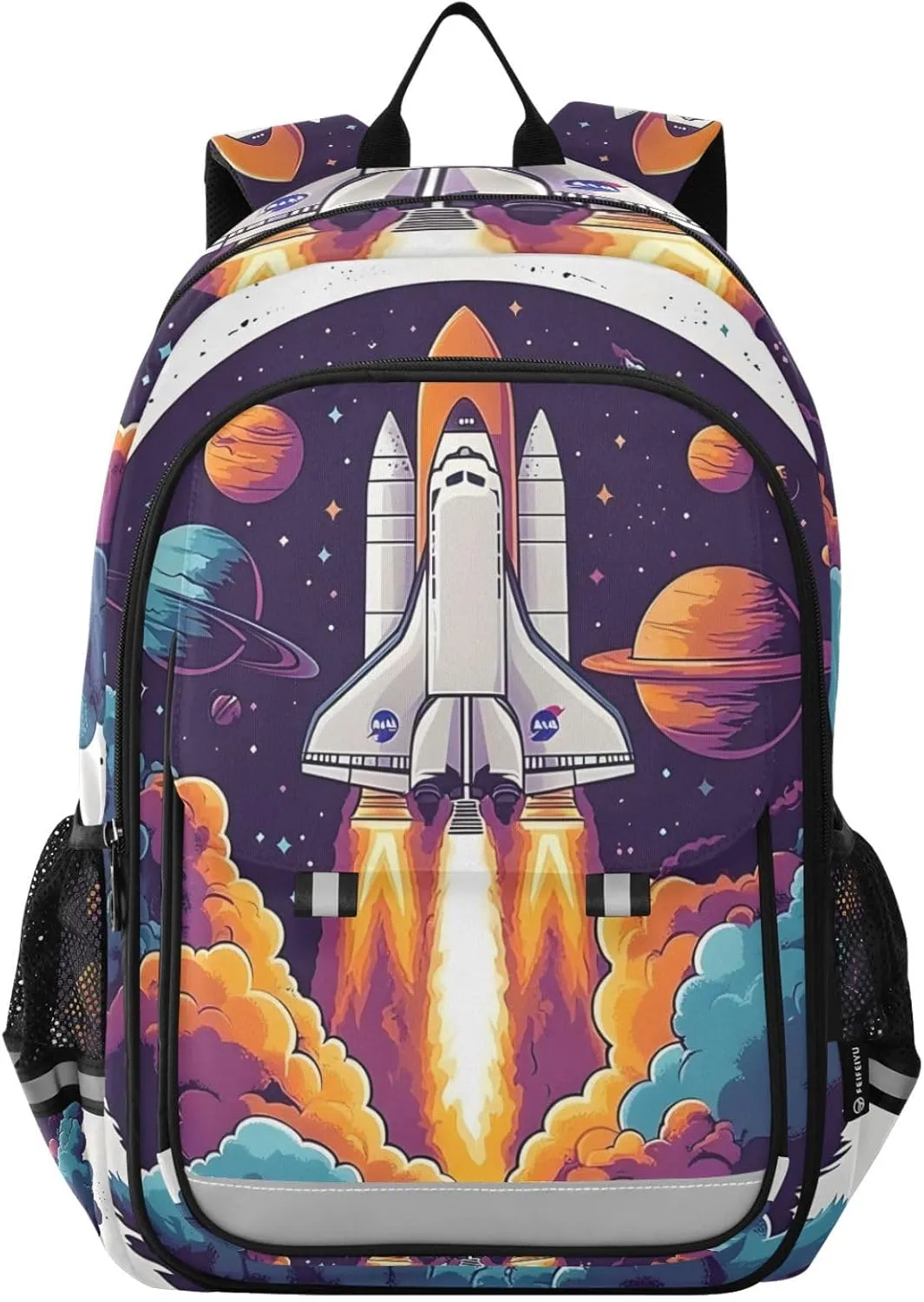 ALAZA Space Galaxy Rocket Laptop Backpack Purse for Women BookBags 17 inch School Bags Men Boys Girls Travel Casual Daypack