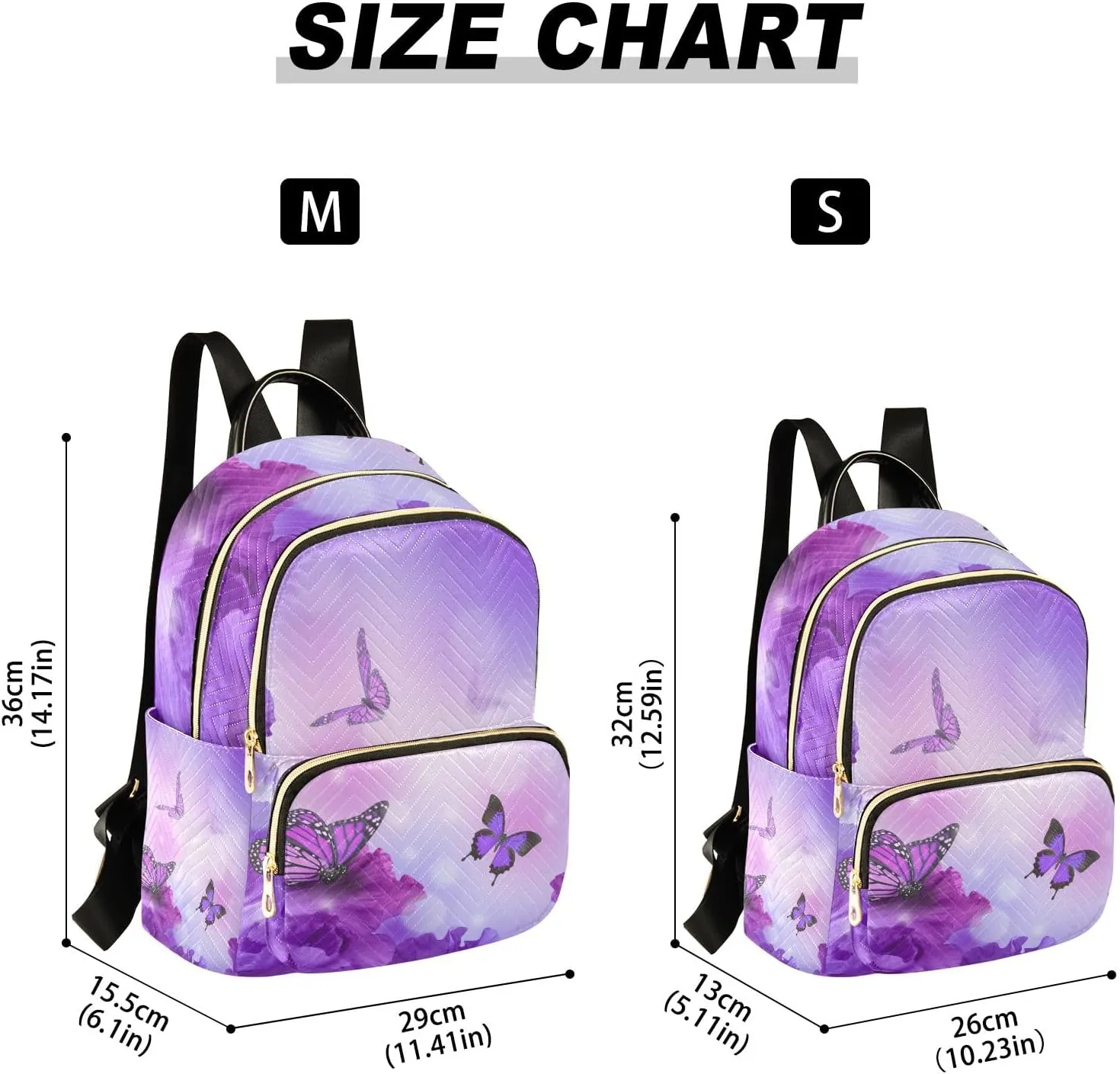 ALAZA Travel Backpack Purse for Women Fashion Anti-theft Work Casual Butterfly Purple Flower Daypack Shoulder Bag Medium Size