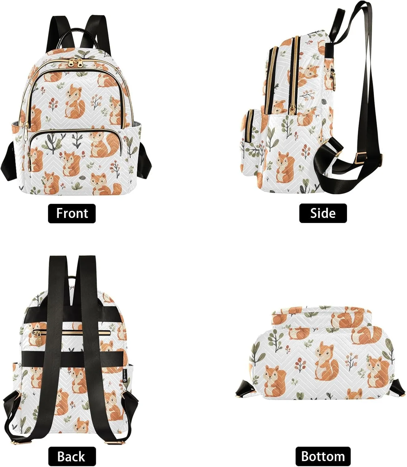 ALAZA Travel Backpack Purse for Women Fashion Anti-theft Work Casual Cute Squirrel White Daypack Shoulder Bag Medium Size