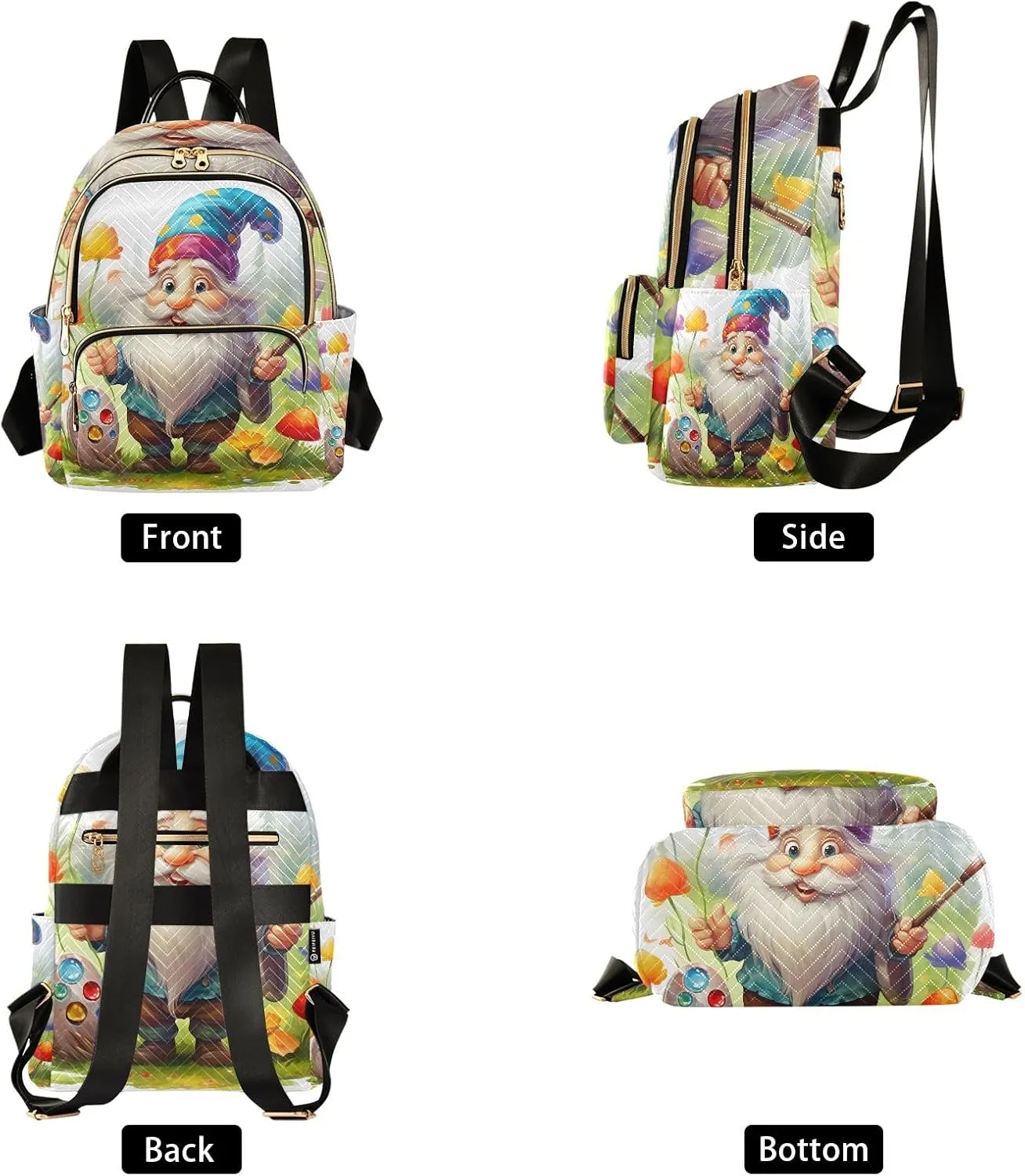 ALAZA Travel Backpack Purse for Women Fashion Anti-theft Work Casual Gnome Dwarf Cute Daypack Shoulder Bag Medium Size
