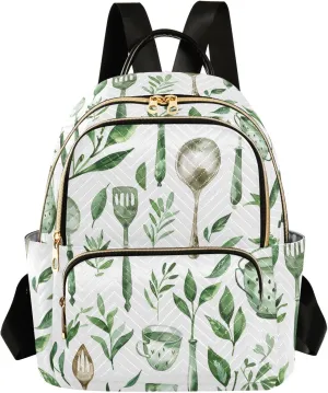 ALAZA Travel Backpack Purse for Women Fashion Anti-theft Work Casual Green Kitchen Utensils Daypack Shoulder Bag Medium Size
