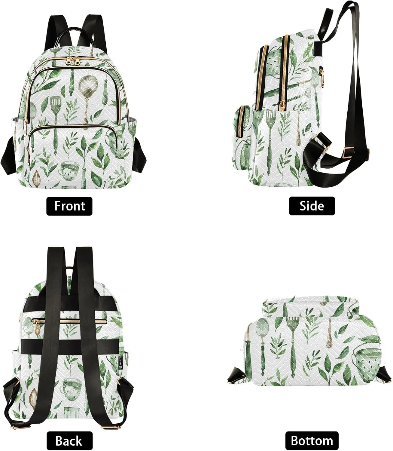 ALAZA Travel Backpack Purse for Women Fashion Anti-theft Work Casual Green Kitchen Utensils Daypack Shoulder Bag Medium Size