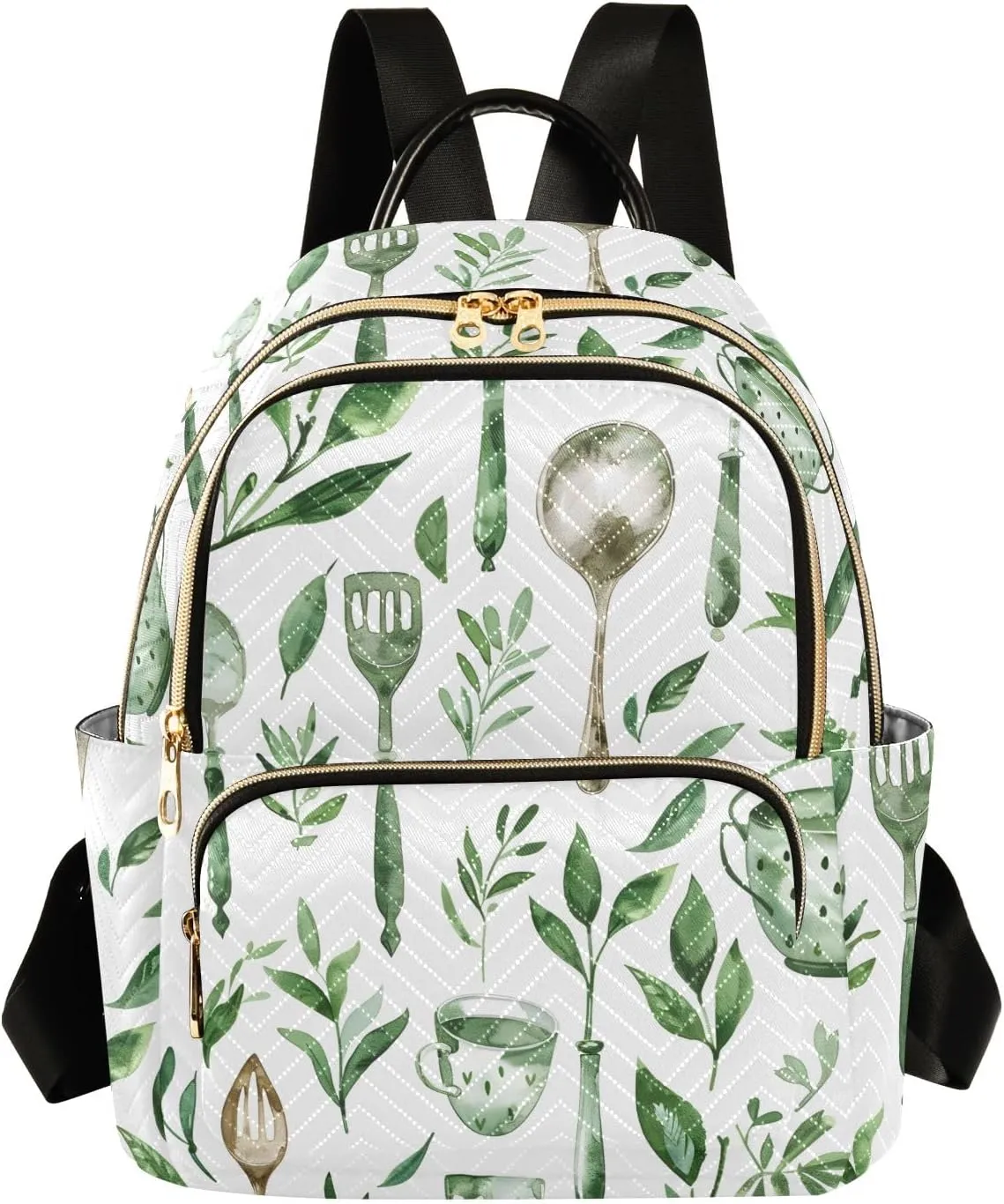 ALAZA Travel Backpack Purse for Women Fashion Anti-theft Work Casual Green Kitchen Utensils Daypack Shoulder Bag Medium Size
