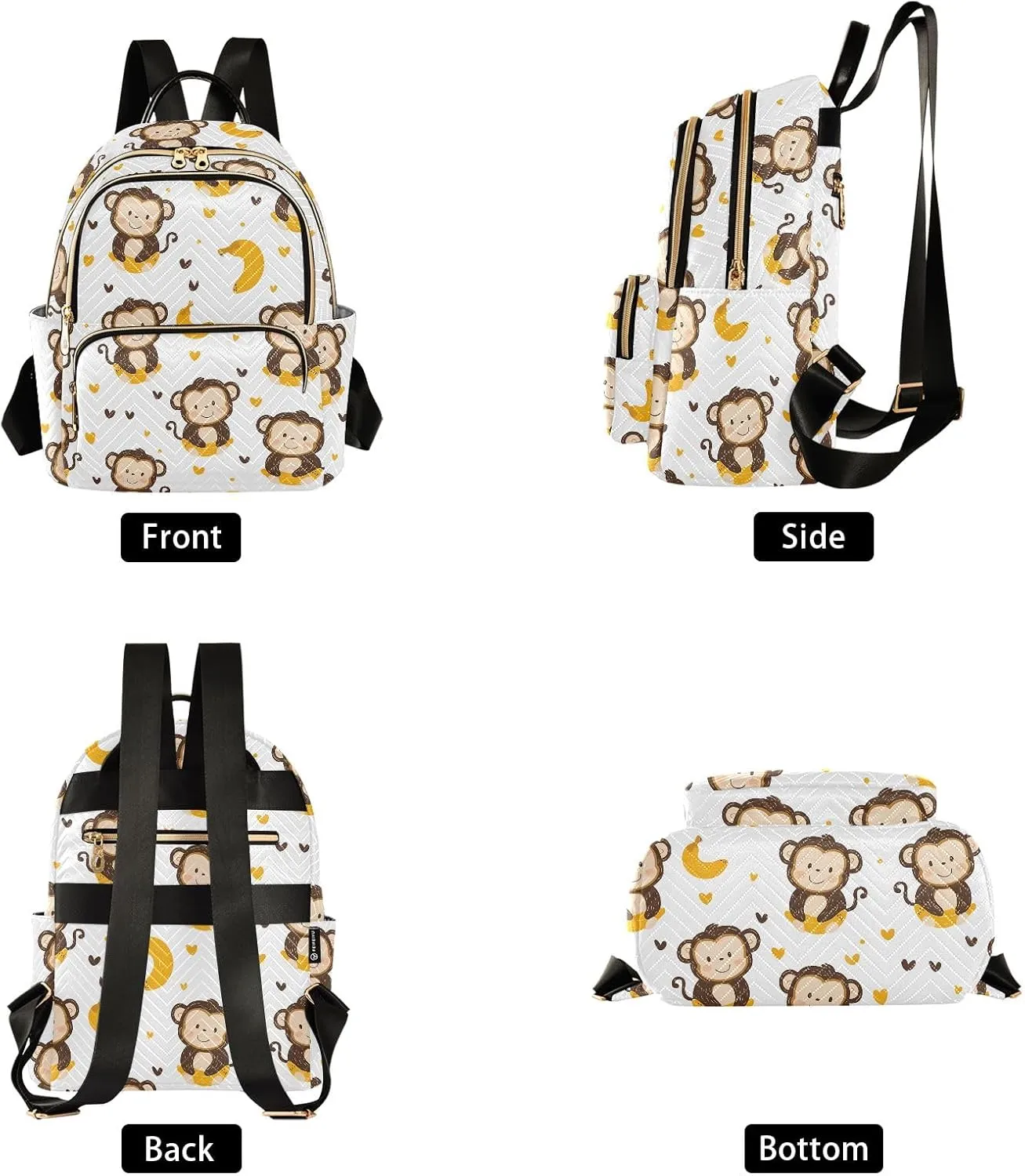 ALAZA Travel Backpack Purse for Women Fashion Anti-theft Work Casual Monkey Banana Daypack Shoulder Bag Medium Size