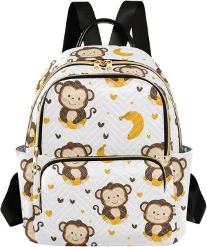 ALAZA Travel Backpack Purse for Women Fashion Anti-theft Work Casual Monkey Banana Daypack Shoulder Bag Medium Size