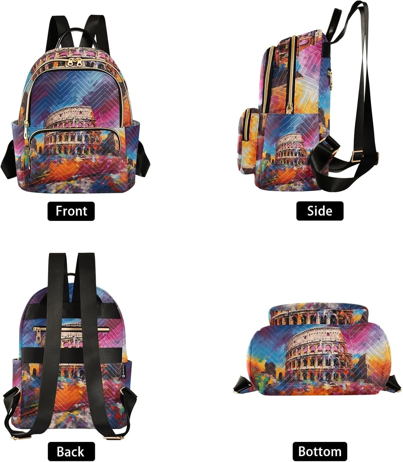 ALAZA Travel Backpack Purse for Women Fashion Anti-theft Work Casual Roman Colosseum Daypack Shoulder Bag Medium Size