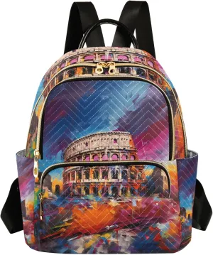 ALAZA Travel Backpack Purse for Women Fashion Anti-theft Work Casual Roman Colosseum Daypack Shoulder Bag Medium Size