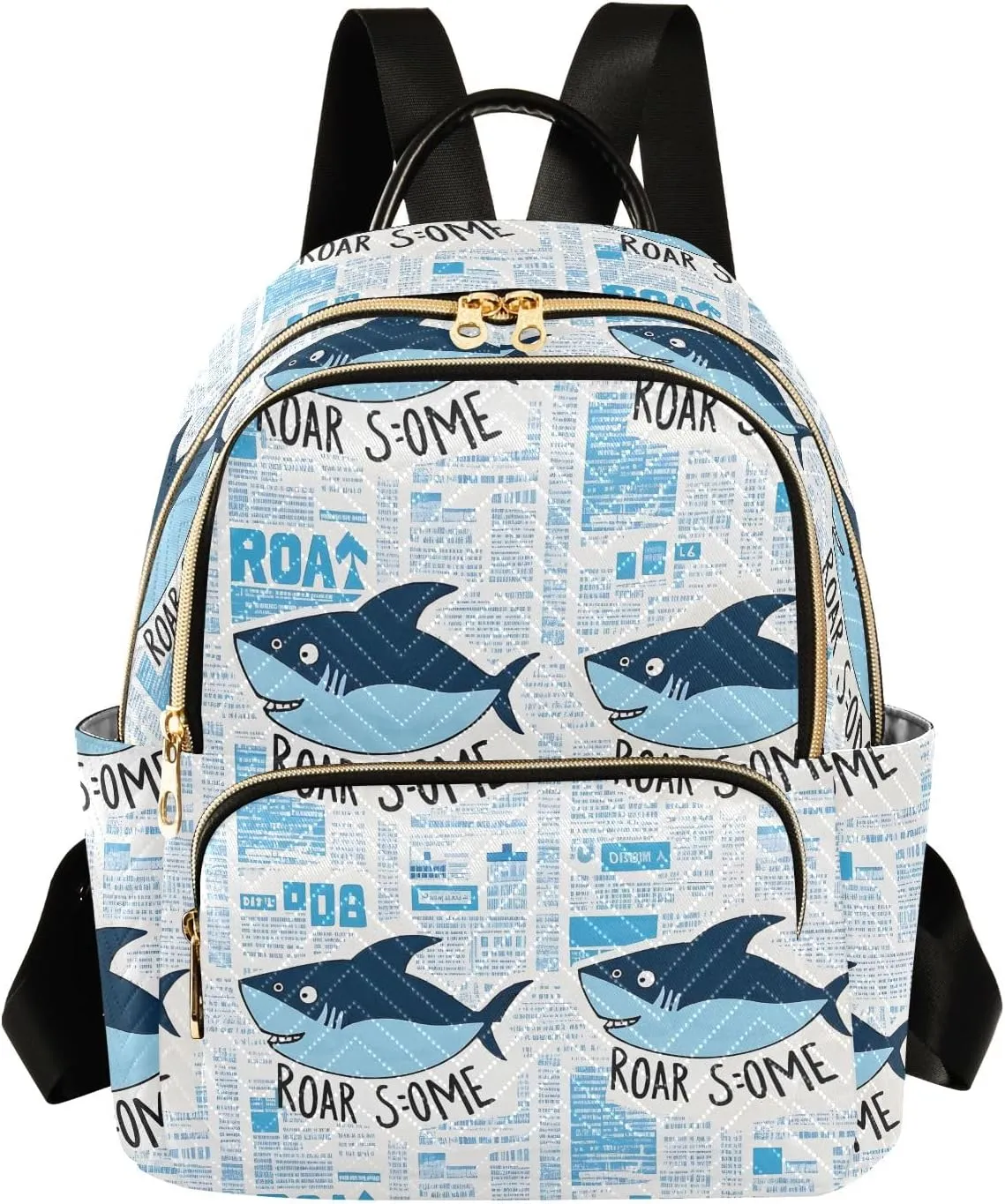 ALAZA Travel Backpack Purse for Women Fashion Anti-theft Work Casual Shark Newspaper Daypack Shoulder Bag Medium Size