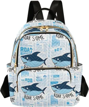 ALAZA Travel Backpack Purse for Women Fashion Anti-theft Work Casual Shark Newspaper Daypack Shoulder Bag Medium Size