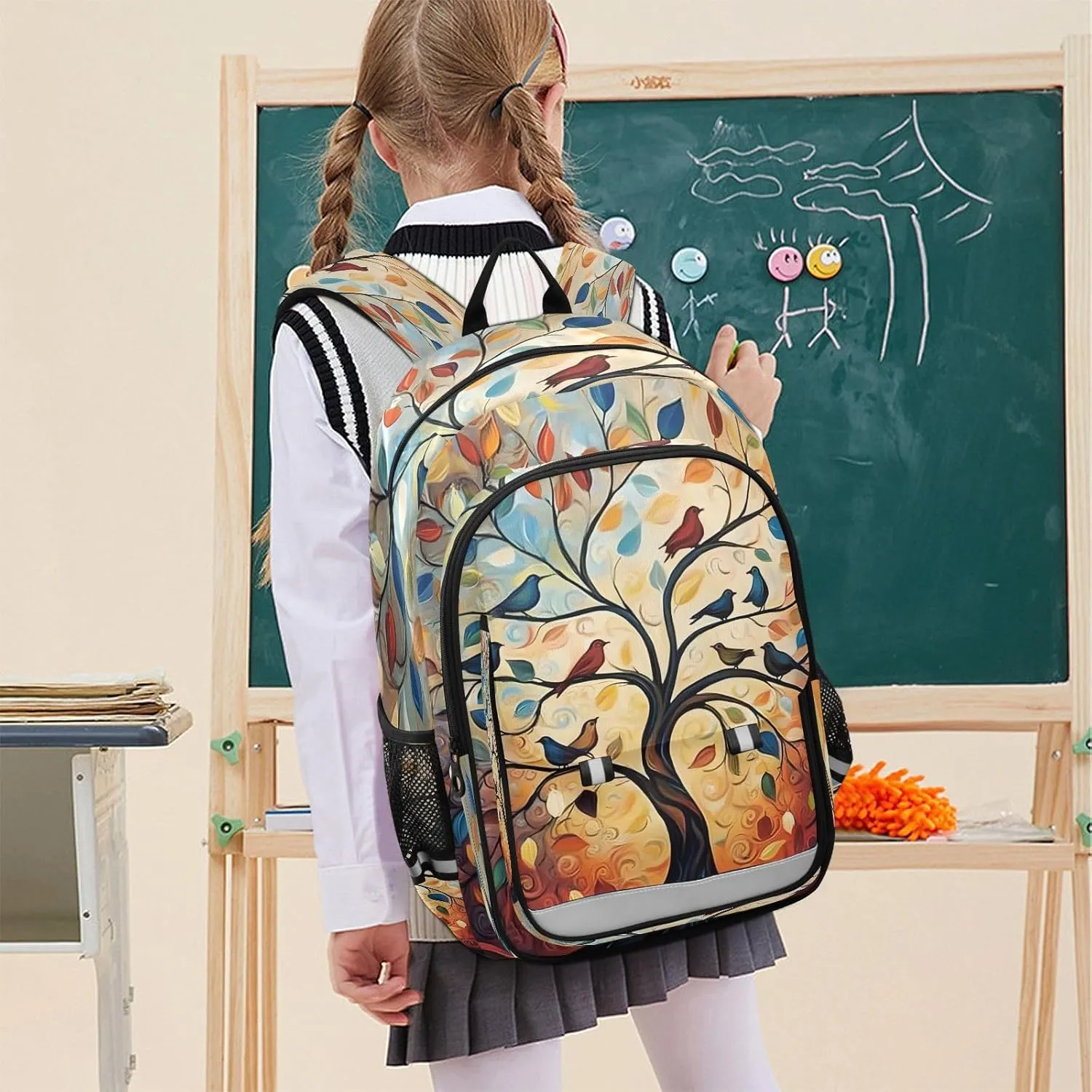 ALAZA Tree of Life Rainbow Birds Laptop Backpack Purse for Women Men School Bag 17 Inch Bookbag Student Boys Girls Travel Casual Daypack