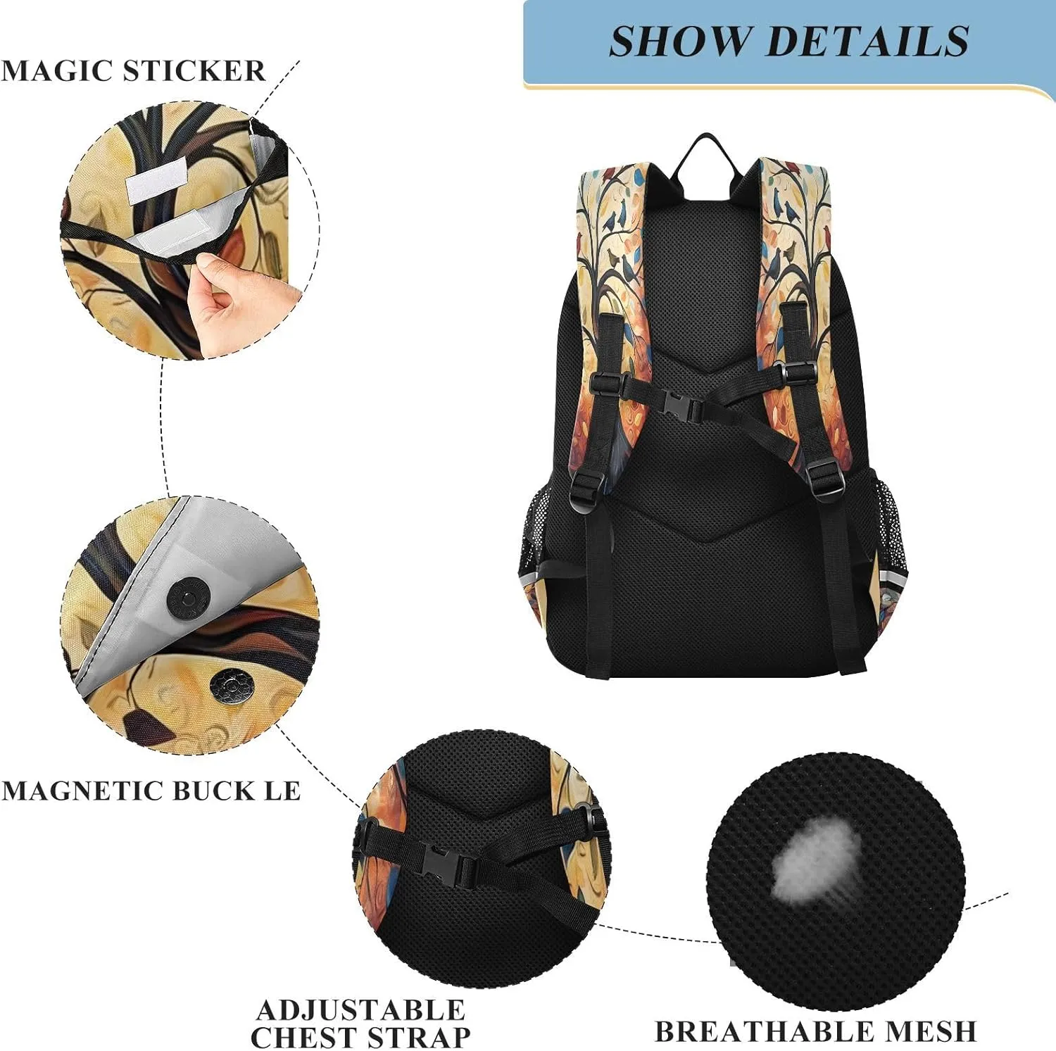 ALAZA Tree of Life Rainbow Birds Laptop Backpack Purse for Women Men School Bag 17 Inch Bookbag Student Boys Girls Travel Casual Daypack