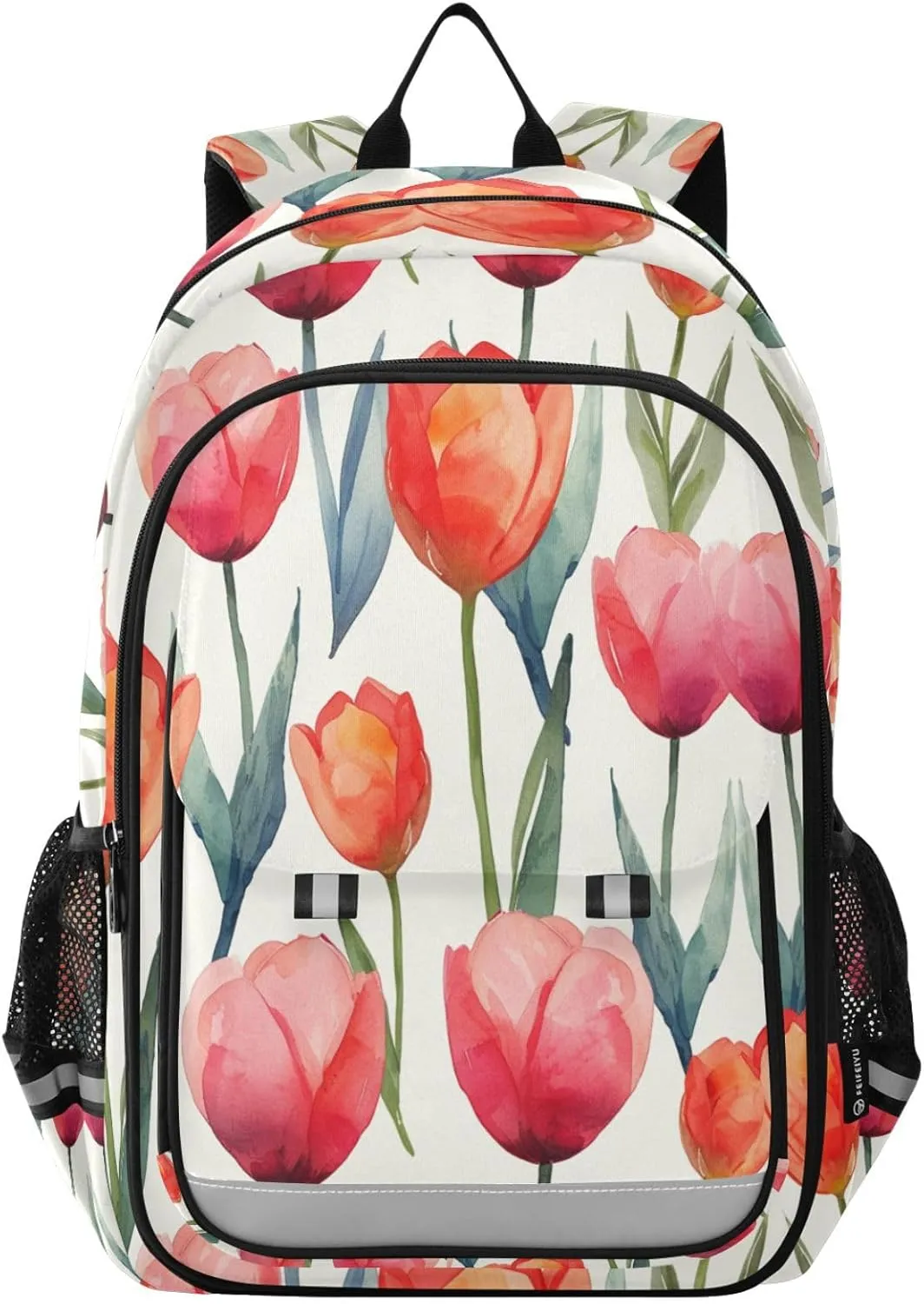 ALAZA Tulip Red Flower Laptop Backpack Purse for Women Men School Bag 17 Inch Bookbag Student Boys Girls Travel Casual Daypack