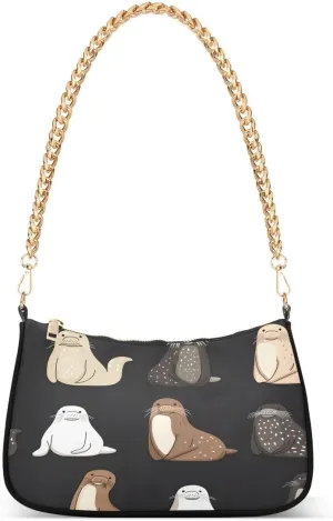 ALAZA Walrus Black Cartoon Women's Handbags Tote Crossbody Bag Purse Ladies Shoulder Bag Hobo Handbag