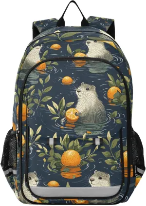 ALAZA Water Otter Capybara Orange Laptop Backpack Purse for Women Men School Bag 17 Inch Bookbag Student Boys Girls Travel Casual Daypack