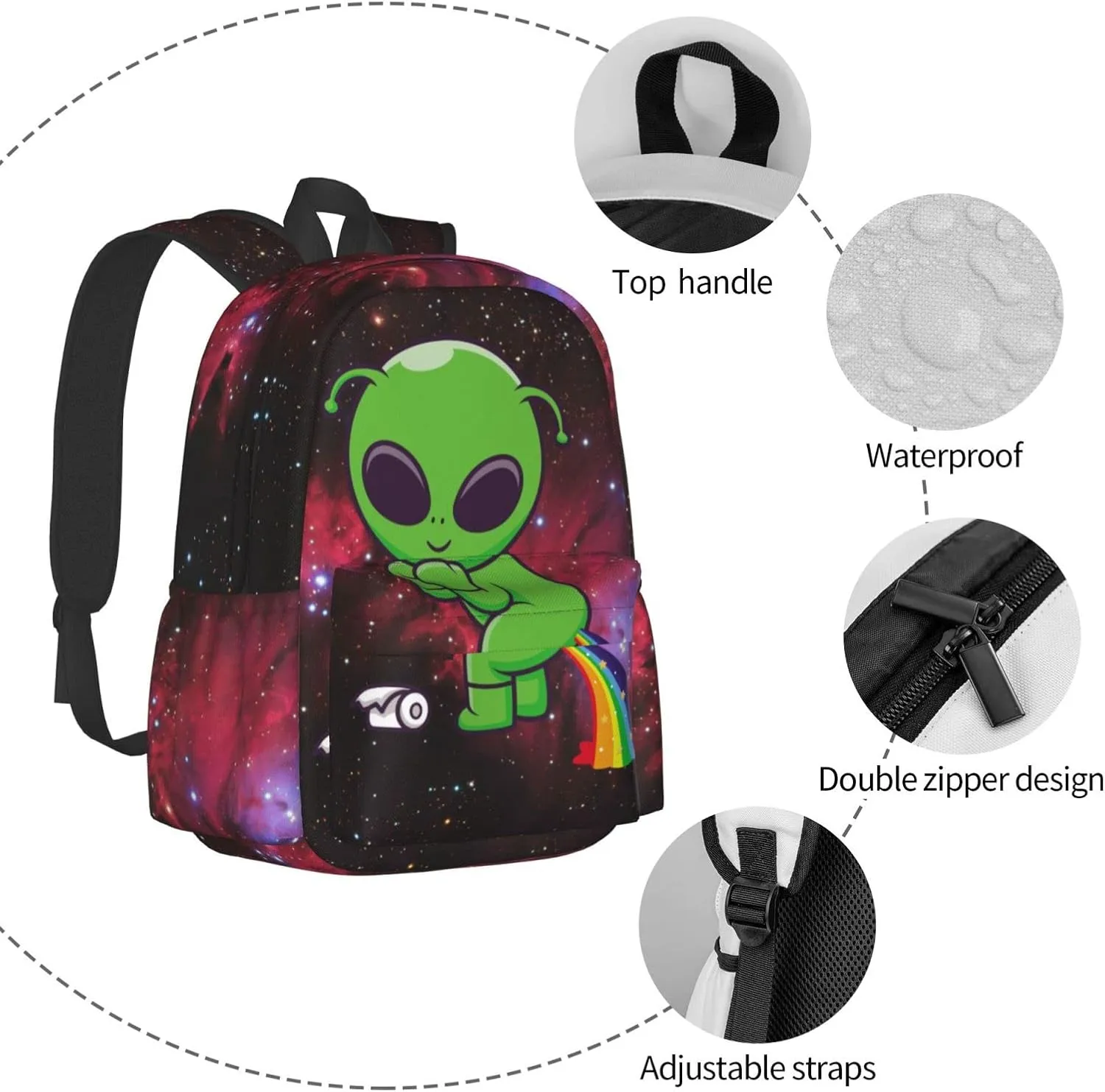 Alien Backpack Bookbag Laptop Backpacks Multipurpose Daypack for Boys Girls School Men Women Travel Hiking