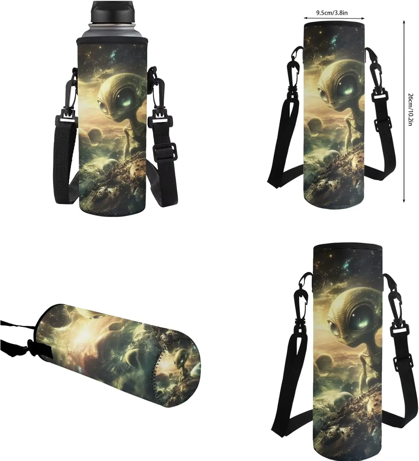 Alien Backpack for Girls Kids Backpack with Lunch Box Water Bottle Pouch and Kawaii Pencil Case 4pcs Set Cute Bookbag with Compartments 17" School Bag for Elementary