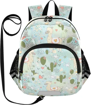 Alpaca Preschool Backpack Scandinavian Style Daycare Bookbag School Backpack with Traction Rope for Kids 3-6