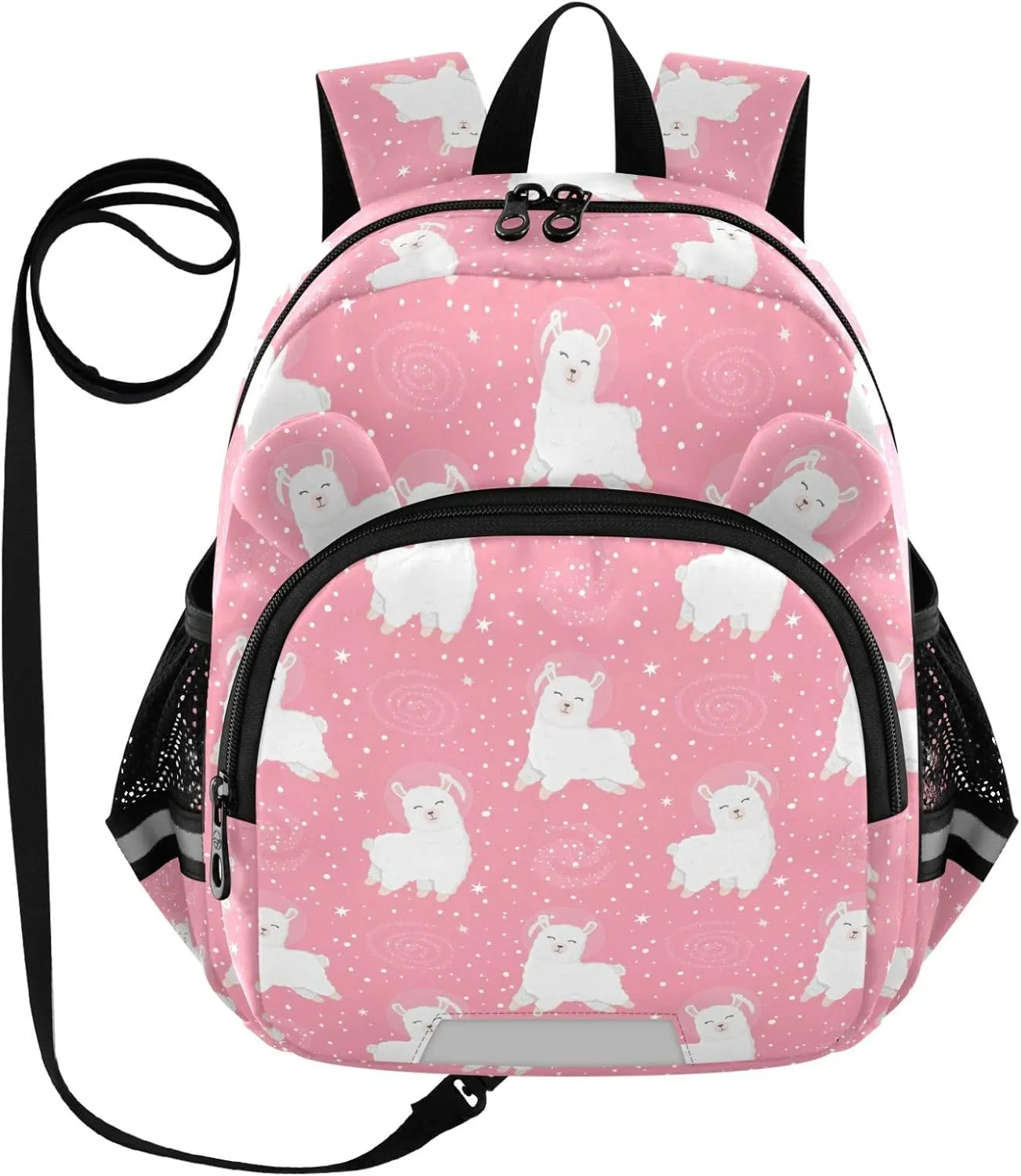 Alpaca Preschool Backpack Starry Space Daycare Bookbag School Backpack with Traction Rope for Kids 3-6