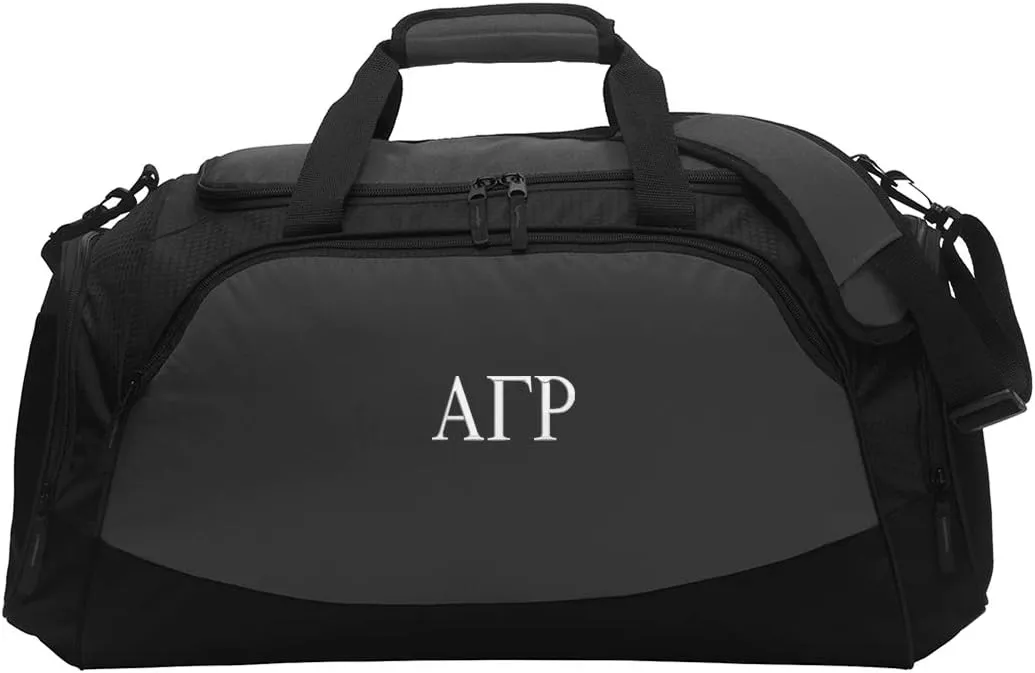 Alpha Gamma Rho Active Duffel - AGR Travel Bag (Medium 12"H x 26"W x 12"D, Charcoal)