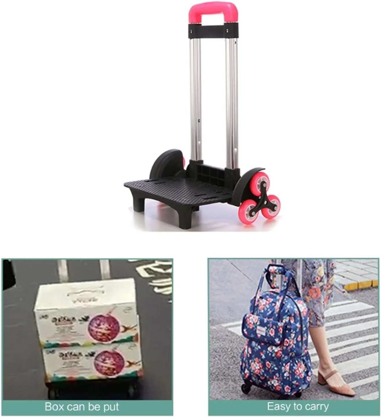 Aluminium Alloy Backpack Trolley with 6 Foldable Trolley Cart Wheeled Hand Truck for Luggage Backpack School Bags