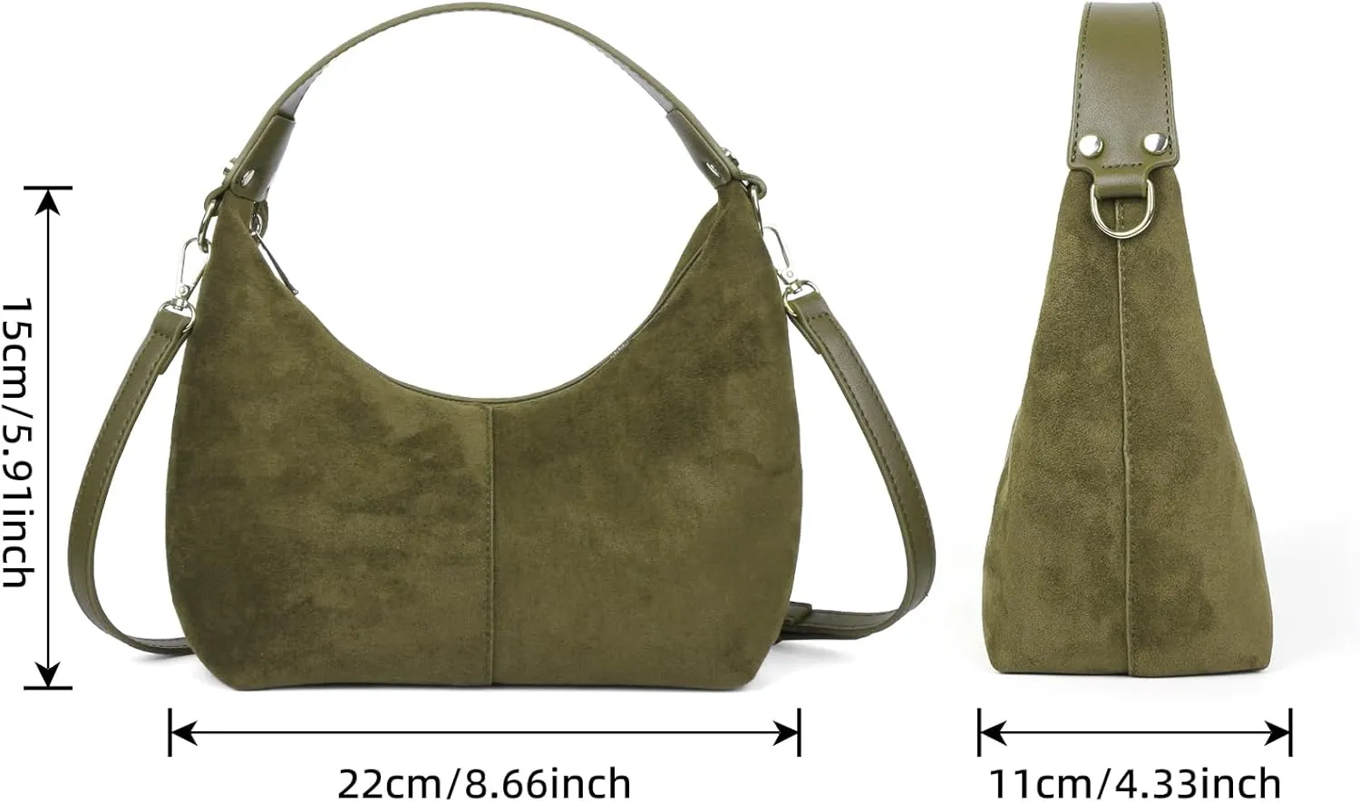 ALUSBELL Suede Tote Bags For Women Retro Suede Crossbody Shoulder Bag Crescent Satchel Hobo Bag Travel Work Purses Handbag