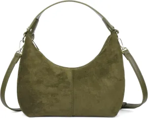 ALUSBELL Suede Tote Bags For Women Retro Suede Crossbody Shoulder Bag Crescent Satchel Hobo Bag Travel Work Purses Handbag