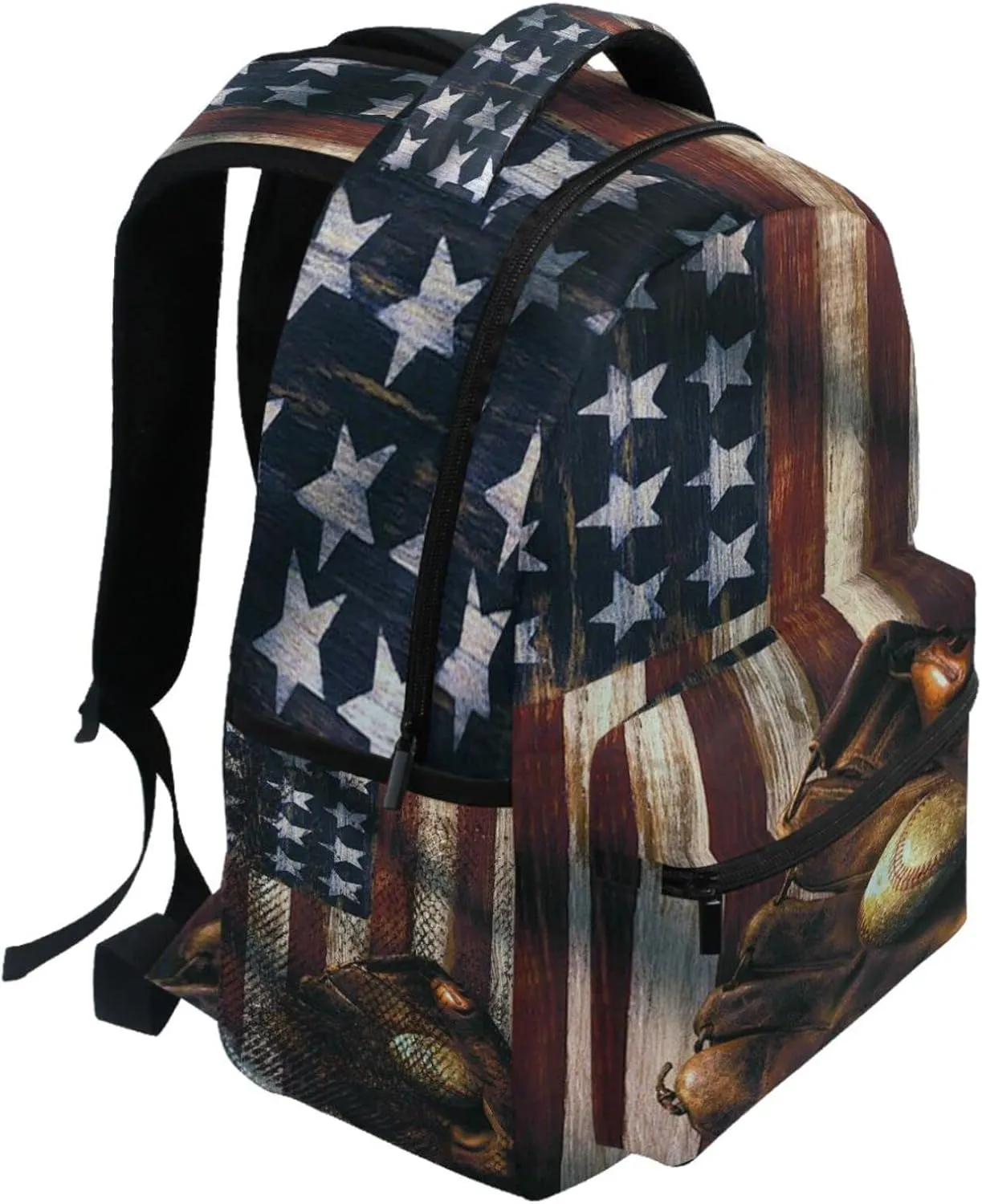 American Flag Baseball Backpacks USA Softball Glove School Travel Book College Shoulder Bag for Women Girls Men Boys