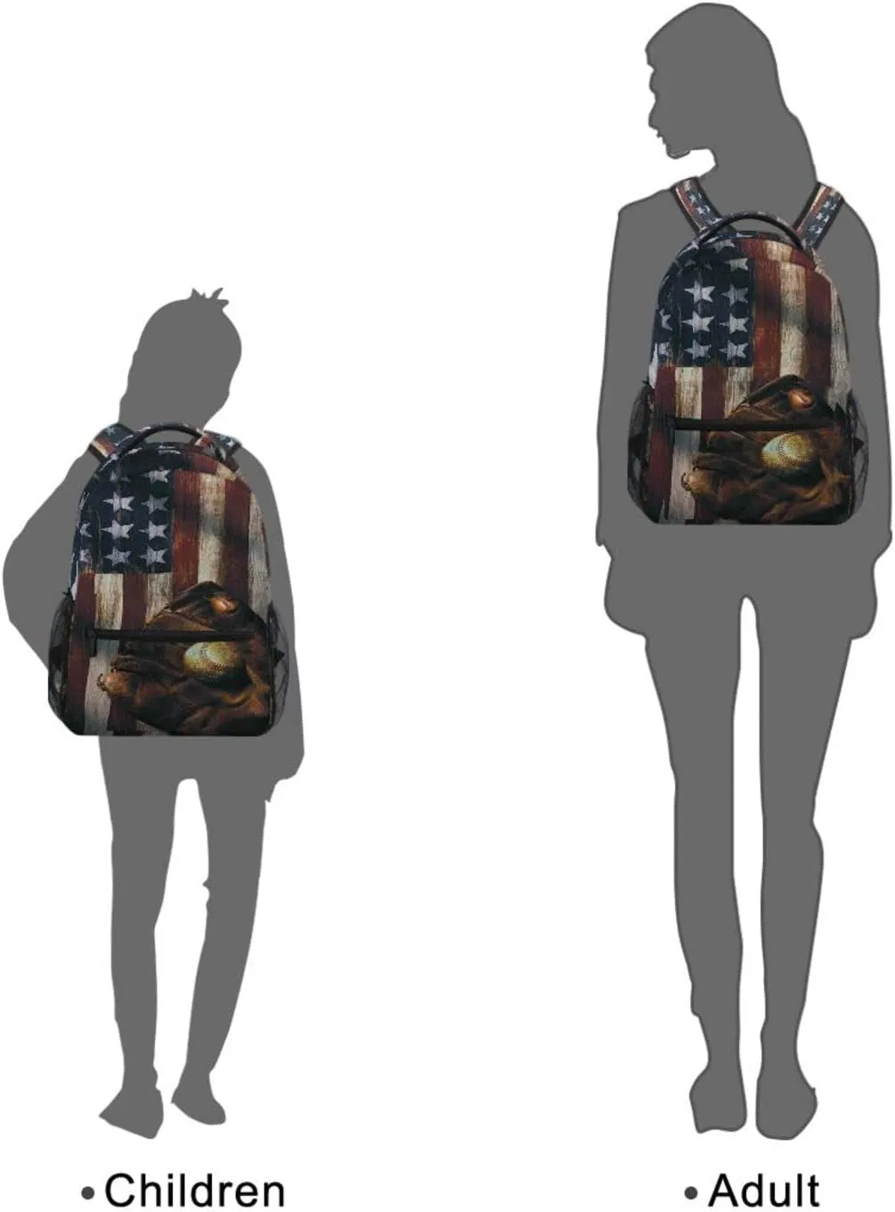 American Flag Baseball Backpacks USA Softball Glove School Travel Book College Shoulder Bag for Women Girls Men Boys