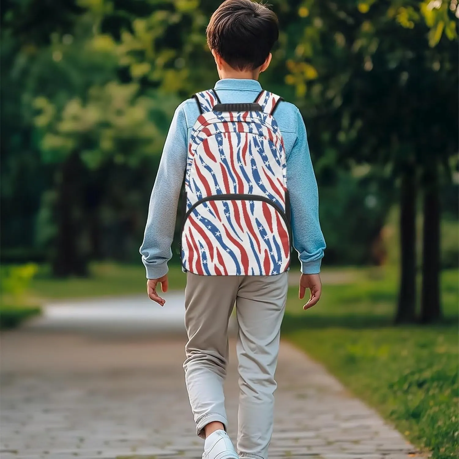 American Flag Computer Backpacks for Laptops Bags Animal Pattern Sturdy Book Bag with 2 Compartments Large Shoulder Purse Bagpack for School