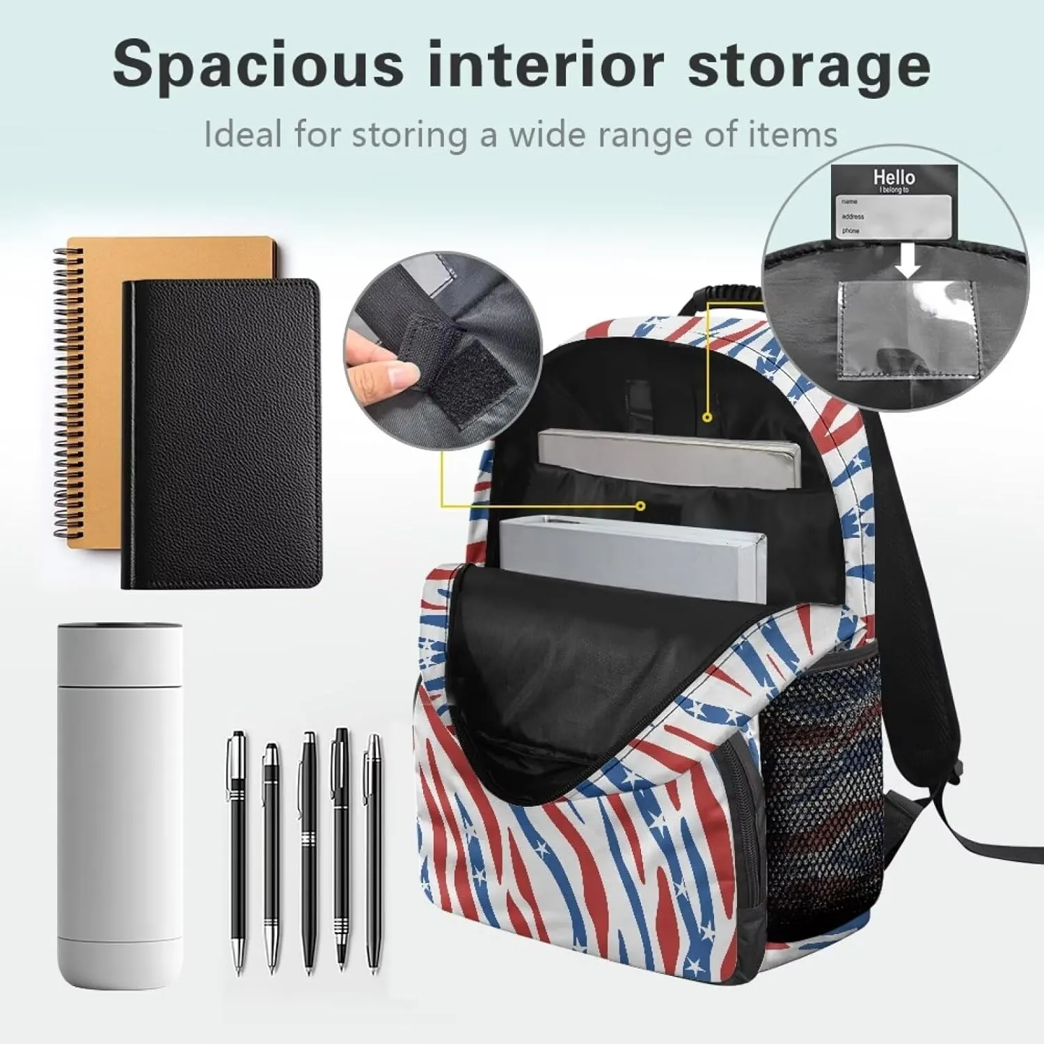 American Flag Computer Backpacks for Laptops Bags Animal Pattern Sturdy Book Bag with 2 Compartments Large Shoulder Purse Bagpack for School